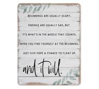 PAJPXPCD Life Journey Quote Metal Tin Sign Beginnings Scary Endings Sad Middle Is Everything Rustic Wall Decor for Gift Friend Family Coworker 8 X 12 inch