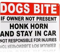 PAJPXPCD Owner Not Present Dogs Bite Honk Horn Tin Sign 8 X 12 in
