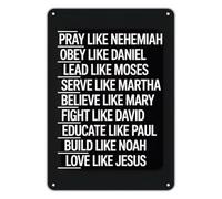 PAJPXPCD Pray Obey Lead Scripture Inspired Metal Sign Wall-Art for Devotional Corner Quiet Time Room Tin Plate 8 X 12 inch