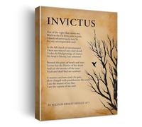 PAJPXPCD Retro Invictus Poem Poster William Ernest Henley Unconquerable Soul Quote Motivational Wall-Art Print for Office Study Gym Inspirational Decor(Framed,16x24inch(40x60cm))