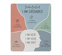 PAJPXPCD Retro Metal Sign Psychological Grounding Method Vintage Wall Decor Mindfulness Technique Plaque For Counselor Office 8 X 12 inch