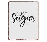 PAJPXPCD Sassy Kitchen Sign Metal Just Sugar It Life Is Sweet Retro Wall-Art for Bakery Cafe Pastry Shop 8 X 12 inch