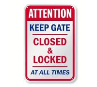 PAJPXPCD Security Gate Warning Metal Sign 12x8 Inch