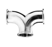 PAJPXPCD Stainless Steel Cast Pipe Fitting, 1PCS 25-63mm Pipe OD X1.5-2.5"" Tri Clamp Y-Shaped Elbow 3 Way SUS 304 Stainless Fitting Beer Wine(25mm x ferrule 50.5)