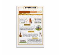 PAJPXPCD Stone Age Timeline Learning Poster Educational History Chart for Classroom Homeschool Study Room Wall Decor(Framed,16x24inch(40x60cm))