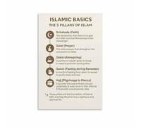 PAJPXPCD The Five Pillars of Islam Chart Educational Islamic Poster Wall-Art for Classroom Study Room Muslim Decor(Framed,16x24inch(40x60cm))