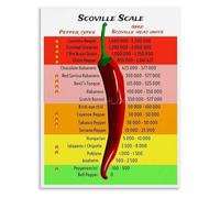 PAJPXPCD The Scoville Scale Pepper Heat Guide Chart Canvas Wall-Art Print for Living Room Kitchen Decor(Framed,08x12inch(20x30cm))