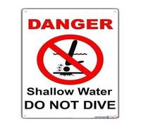 PAJPXPCD Vintage Aluminum Plaque Danger Shallow Water No Diving Allowed Sign For Inground Pool Above Ground 8 X 12 inch