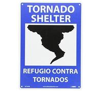 PAJPXPCD Weatherproof Aluminum Sign Bilingual Tornado Shelter Marking Emergency First Aid Instructions Non Reflective Matte Finish Lightweight Yet Strong 8 X 12 inch