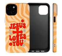 PAKESI Custodia magnetica per iPhone 15, custodia per telefono retrò con croce cristiana compatibile con MagSafe, Jesus Loves You Cute God, regalo religioso di Dio, antiurto, sottile, per donne e