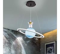 PAKFAN Astronauta moderna lampada a sospensione, dimmerabile creativo LED camera dei bambini pianeta lampadario a sospensione, illuminazione a soffitto vivaio, LED 3 colori dimmerabil