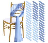 PakiInno Fasce per sedia in tulle, colore: blu, 50 pezzi, 2,4 m di lunghezza, per cerimonie di nozze, decorazioni drappeggiate per sedie