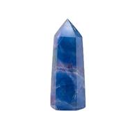 PAKMEZ 1PC Crystal Blue Fluorite Point Wand Gemstone Fluorite Crystal Column Quartz Tower Home Decoration Ornaments (Size : 50-70g)