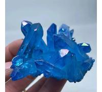 PAKMEZ Beautiful Blue Angel Aura Crystal Cluster Electroplating Titanium Coating Quartz Cluster Stone Ornaments (Size : 80-100g)