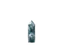 PAKMEZ Crystal Hexagonal Prism Point Wand Rose Quartz Gem Column Home Desk Decoration Gift Ornaments (Color : Moss Agate)