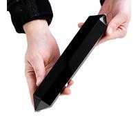 PAKMEZ Crystal Large Size Black Obsidian Double Point Wand Crystal Column Home Decoration Ornaments