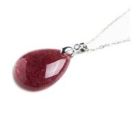 PAKMEZ Pendente della collana di perle di goccia d'acqua di cristallo di quarzo fragola naturale