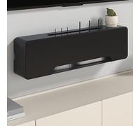 PAKMEZ Router Box, Supporto di Alimentazione per Cavi, Scatola di Immagazzinaggio per Soggiorno, Organizer per Cavi, Scatola di Legno di Immagazzinaggio(Black,60 * 12 * 21cm/23 * 5 * 8in)