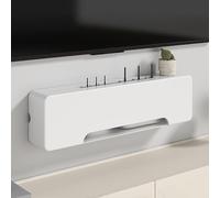 PAKMEZ Router Box, Supporto di Alimentazione per Cavi, Scatola di Immagazzinaggio per Soggiorno, Organizer per Cavi, Scatola di Legno di Immagazzinaggio(White,90 * 12 * 21cm/35 * 5 * 8in)