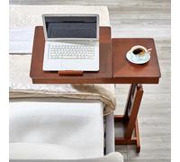 PAKMEZ Scrivania per Computer Portatile Altezza Regolabili, Comoda per la lettura, Scrivania ad Angolo, Spazio di Archiviazione, per Camera da Letto, Soggiorno(Walnut)