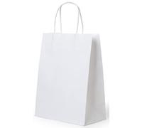 PAKNOR® 24 sacchetti di carta bianchi con manico, 24 x 31 x 11 cm, sacchetti di carta con manico in cordoncino, sacchetti regalo, calendario dell'Avvento fai da te (bianco, 24 x 31 x 11 cm, 24 pezzi)