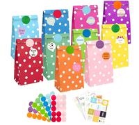 PAKNOR® Sacchetti di carta 40 sacchetti regalo colorati con 96 adesivi sacchetti