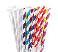 PakTalk Cannucce di carta, 10 Assorted Striped Straws Individually Wrapped Disposable Drinking Straws per succhi, cocktail, compleanni, matrimoni, feste di natale