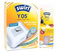 PakTrade 4 Sacchetti per aspirapolvere + Perline deodoranti Compatibile con Nedis VCBG300BK; WKM BVC-800.1G | Compatibile con Swirl Y05 - Y 05 | 4 Borse, Deodorante per Ambienti, Accessori