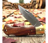 PAL 2000 KNIVES Coltello tascabile pieghevole in acciaio Damasco fatto a mano personalizzato con fodero 4004
