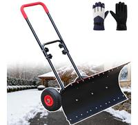 Pala 2 in 1 per rimuovere neve e ghiaccio con ruote, design a doppia maniglia per una facile spinta e larghezza di pulizia regolabile, ideale per attività all'aperto invernali