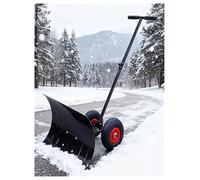 Pala da neve con ruote for, spazzaneve personale con ruote, angolo di spazzamento regolabile, pala da spazzaneve a stelo singolo(75x35cm/29.5x13.7in)