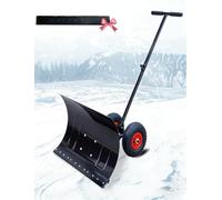 Pala da neve con ruote, pala for la rimozione della neve, spazzaneve a rotelle for l'inverno, altezza della maniglia regolabile e direzione della pala(Single-Handle)