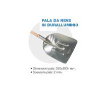 Pala da neve in duralluminio con manico di ricambio 330x400h mm spessore 2 mm