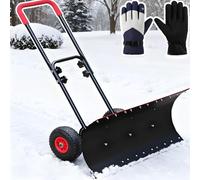 Pala da Neve Invernale 2 in 1 per Vialetto - Spazzaneve in Metallo con Ruote E Rimozione di Ghiaccio E Neve Regolabile - Spazzaneve per Esterni per Sabbia, Cereali, Cemento, Carbone