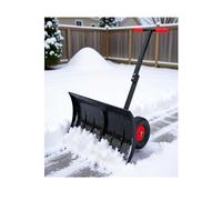 Pala da neve manuale con ruote, angolo regolabile e manico in altezza per una facile pulizia di vialetti, patio, vialetto