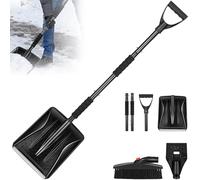 Pala da Neve Portatile, 112 Cm Staccabile Kit 3 In 1 Pala da Neve Retrattile Con Raschietto per Ghiaccio e Spazzola da Neve per Ghiaccio, Neve, Graniglia per Vialetto Auto