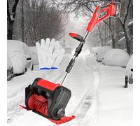 Pala da neve senza fili, 1200 W, spazzaneve elettrico portatile, ricaricabile, distanza di lancio di 8 m, regolazione in 3 direzioni, per cortile, proprietà, strada scolastica rossa, 2 batterie