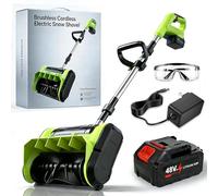 Pala da neve senza spazzole senza fili, robot elettrico per la pulizia della neve da 34,5 cm, con batteria da 4 Ah e caricabatterie, distanza di lancio di 6,5 m, potente spazzaneve per sentieri, patii