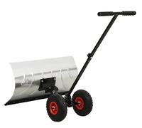 Pala da neve su ruote regolabile in altezza: grande pala da neve a 5 scomparti, pala da neve che protegge la schiena, bordo scorrevole con profilo in acciaio, pieghevole e salvaspazio