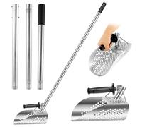 Pala da spiaggia con manico lungo staccabile da 139,7 cm, pala da spiaggia resistente in acciaio inox, paletta multiuso per metal detector per setacciare la sabbia e caccia al tesoro