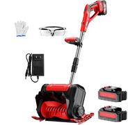 Pala di neve a cordone, velo da neve elettrico portatile da 1200 W con 2 batterie rimovibili e 1 caricabatterie, 93-125 cm di palo telescopico, lanciatore di neve all'aperto ricaricabile di 8 m