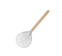 Pala for pizza perforata in alluminio, paletta rotonda in metallo, manico in legno antiscivolo, spatola for pizza, utensili da forno per forno per pizza, cottura del pane(7 inch 40cm)