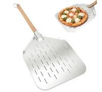 Pala per pizza, 40 x 30 cm, perforata, 12 pollici, pala per pizza professionale, pala per pizza con superficie ampia, manico in legno rimovibile, per pizza fatta in casa