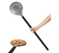 Pala per pizza da 17,8 cm, in alluminio, per forno per pizza, perforata con manico da 78,7 cm per lanciare, girare e recuperare pizze