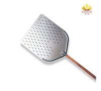 Pala per Pizza Forata in Alluminio da 50x50 con Manico in Legno da 200cm