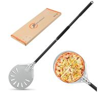 Pala per Pizza Forata, Pala Pizza Lunga con Manico Smontabile per Pizza, Forno e Barbecue per Pizzas, Pane, Pala Barella per Pizza in Alluminio Grande Superficie per Forno Pizza Pane Torta