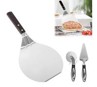 Pala per pizza in acciaio inox, 16,5 x 16,5 cm, con tagliapizza e pala triangolare