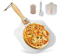 Pala per pizza in alluminio, con manico in legno rimovibile, accessori per pizza, per pizza e pizza da 35,5 cm x 30,5 cm