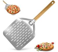 Pala per Pizza Perforata 39,5 x 30 cm con Manico Lungo in Legno Rimovibile, Paletta Pizzas Scorrevole 12 Pollici in Alluminio, Spatola Pane Forata Grande Professionale per Gasgrill, Barbecue e Forno
