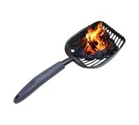 Pala per , setaccio per cenere in metallo, in ghisa, per stufe a legna e per rimuovere la cenere, paletta in acciaio nero con manico ergonomico, extra largo, ideale per caminetti